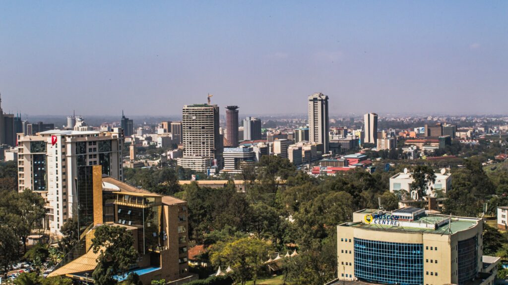 The Nairobi skyline on a sunny day