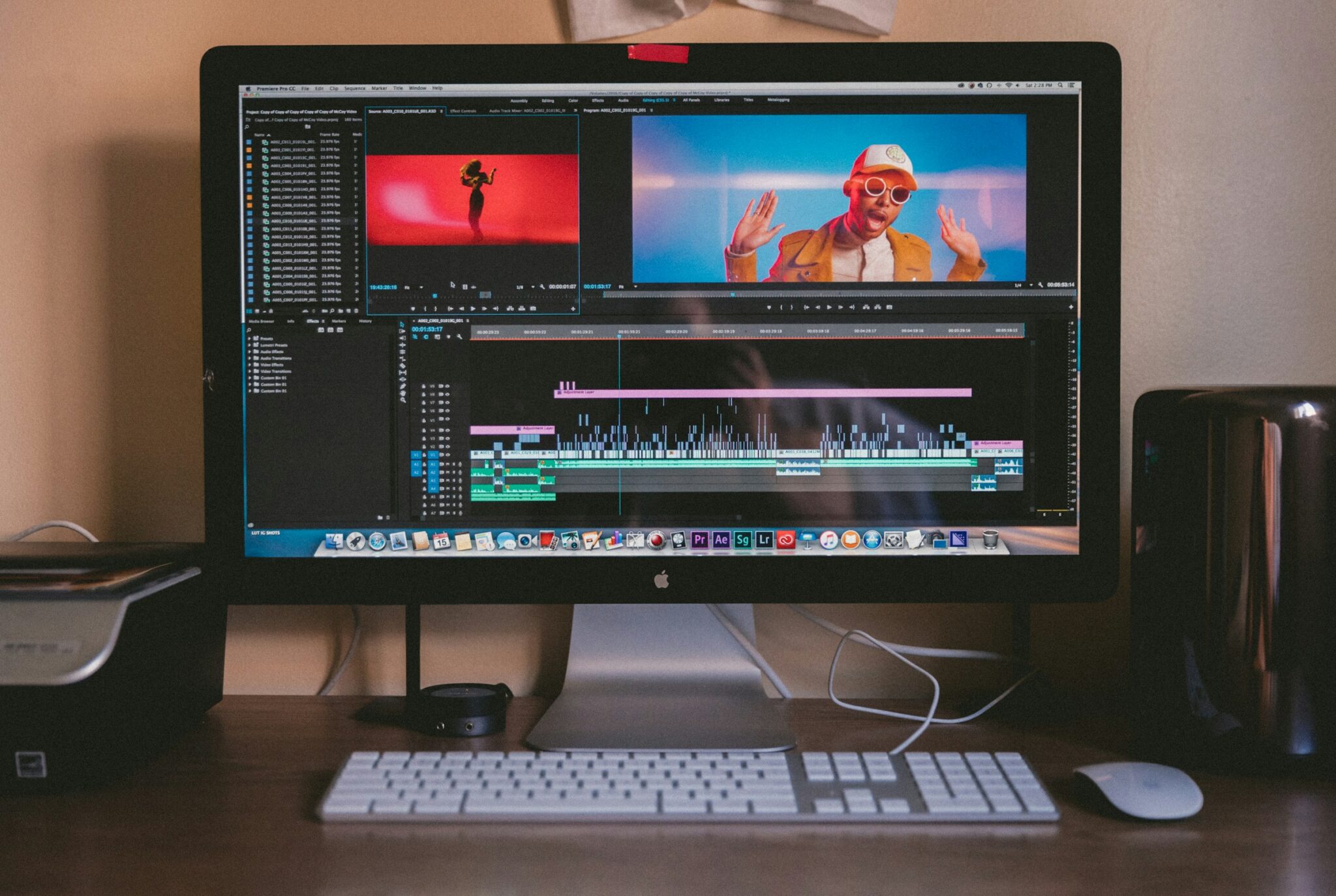 A video edit in progress on a desktop editing suite